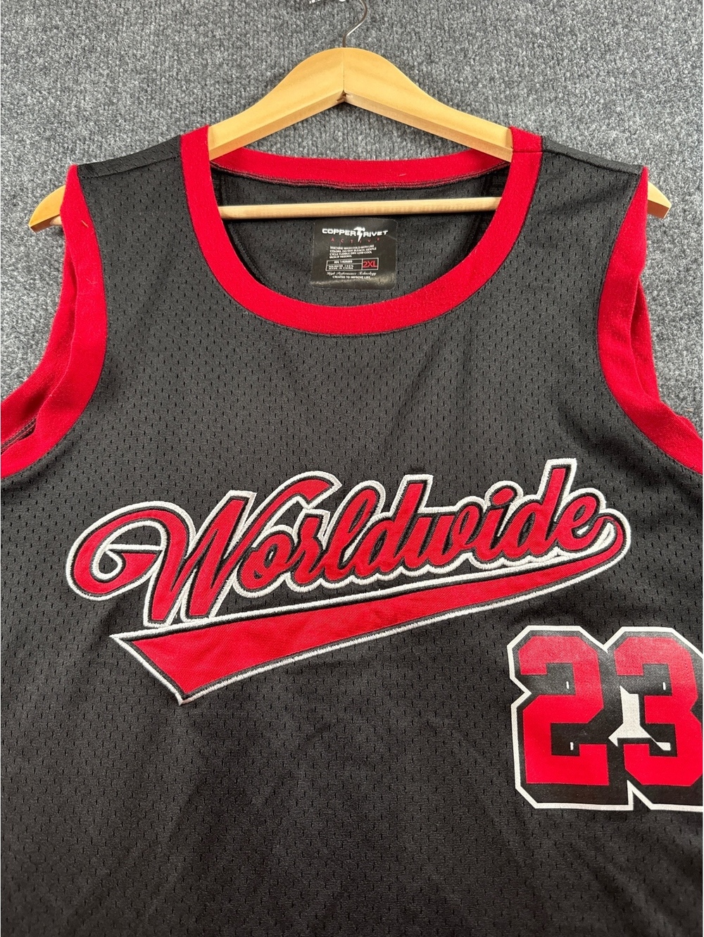 Copper Rivet Worldwide 23 All Star Basketball Jersey Men’s 2XL Black Red